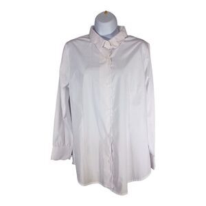 Gretchen Scott Blouse L Womens White Basic Shirt Button-Up Casual Collard Top